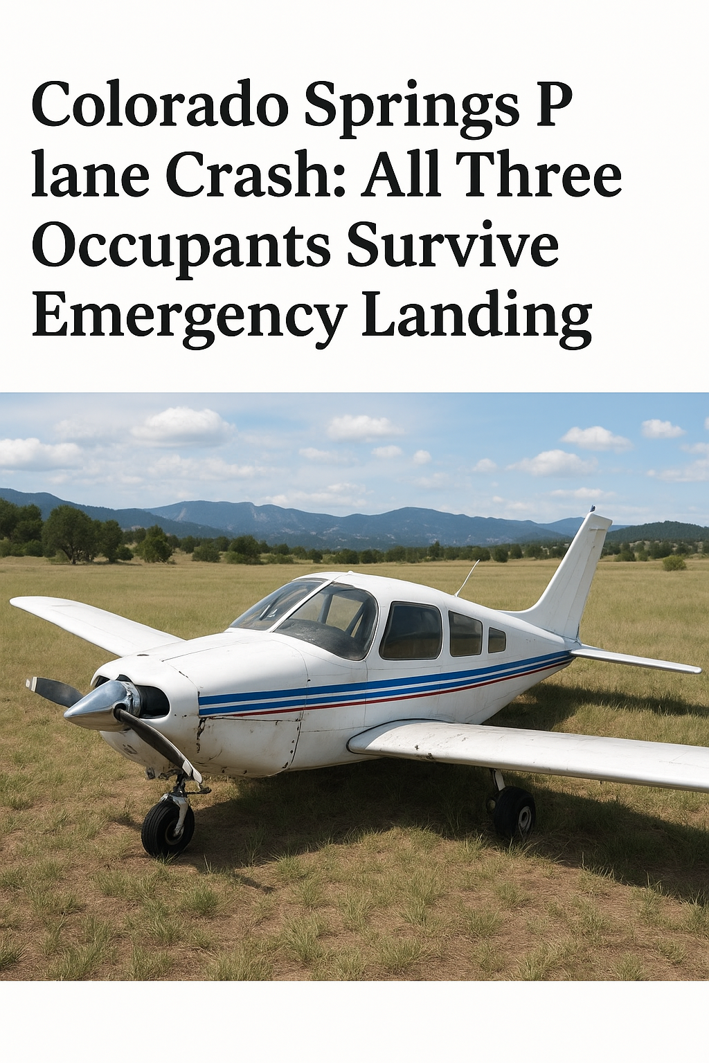 Colorado Springs Plane Crash: All Three Occupants Survive Emergency Landing